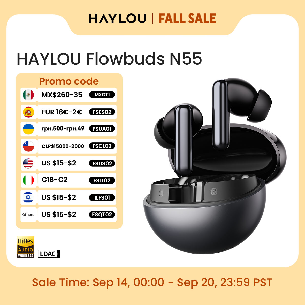 Type C Wired Earphones With Mic - HAYLOU Flowbuds N55 Earbud Nirkabel 54dB