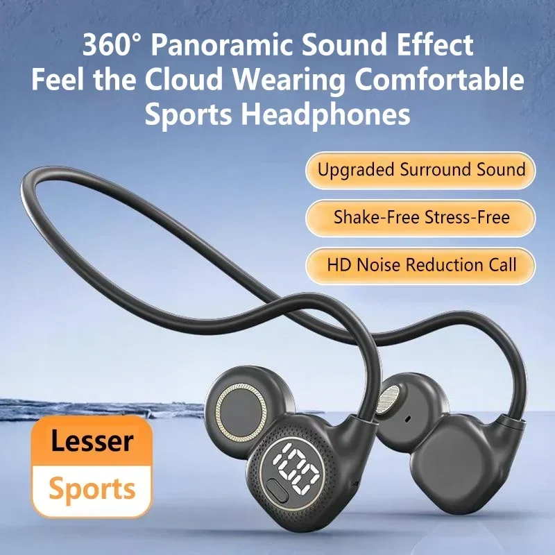 Anc Wireless Over Ear Headphones - Earbud Bluetooth Konduksi Tulang Non-In-Ear dengan