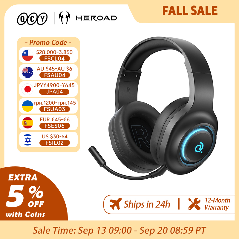 Anc Wireless Over Ear Headphones - Headset Gaming QCY Heroad V200 dengan
