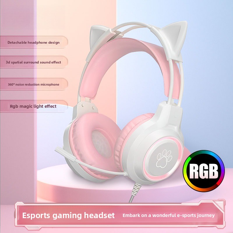 Gaming Headset With Mic Rgb - Earphone Gaming RGB dengan Mikrofon Fleksibel